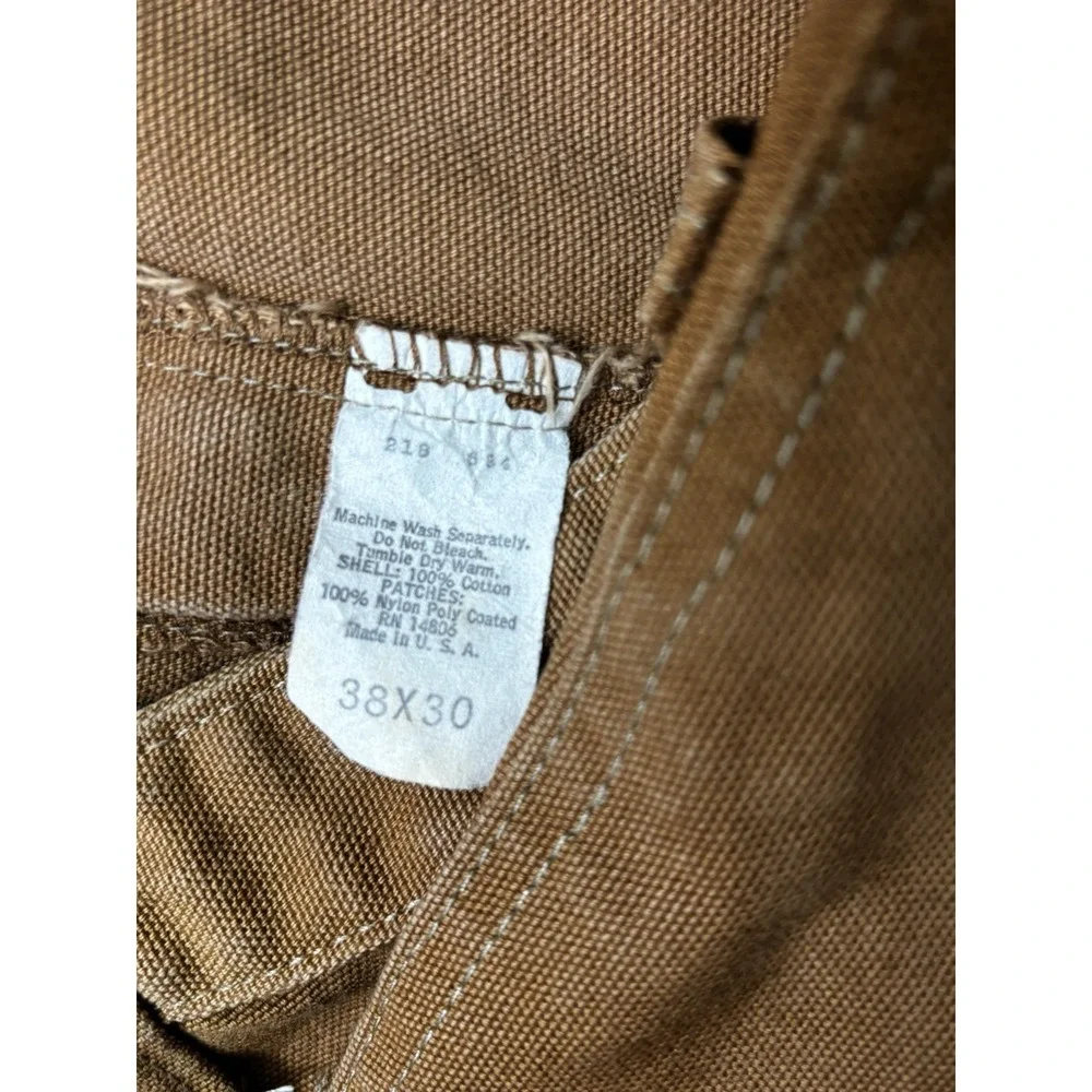 Mens Vintage Carhartt Double Knee Tan/Brown Brush‎ Pants  38x30 • USA 0298